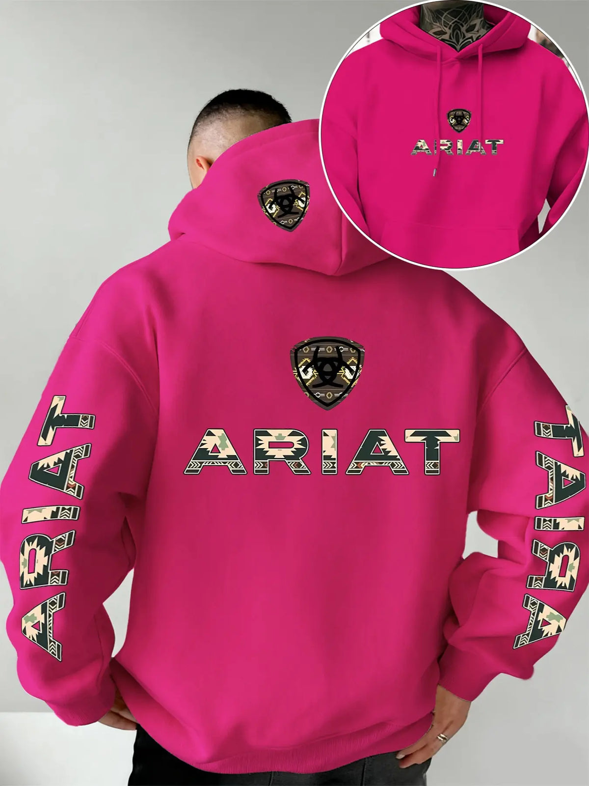 Western Letter Print Pullover Hoodie