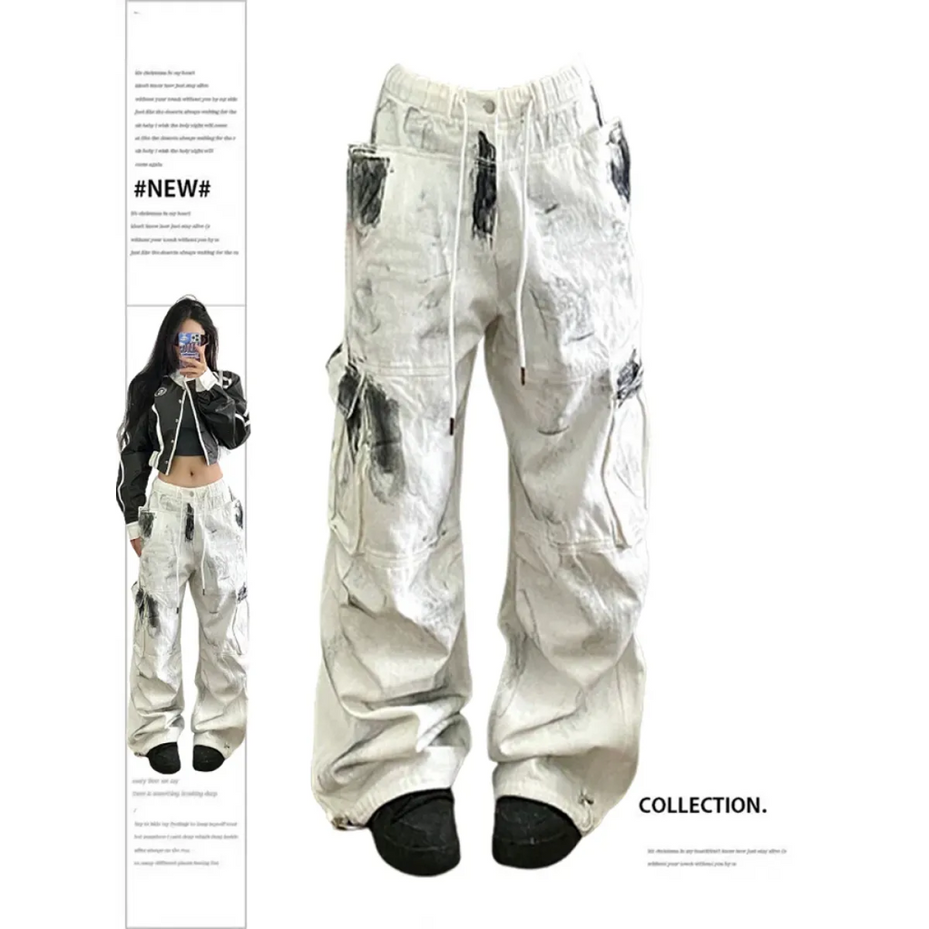 Y2K Vintage White Cargo Jeans - High Waist