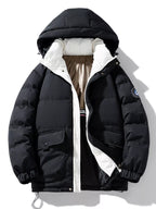 Men's Plus Size Contrast Hooded Puffer Jacket