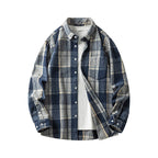 Cross-border Foreign Trade Men's Autumn And Winter New Plaid Plus Size Long-sleeved Shirt Casual Coat Thickened Flannel Shirt Men