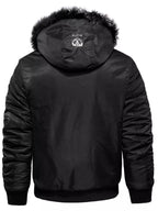 Men's Plus Size Winter Warm Fur Hooded Bomber Jacket
