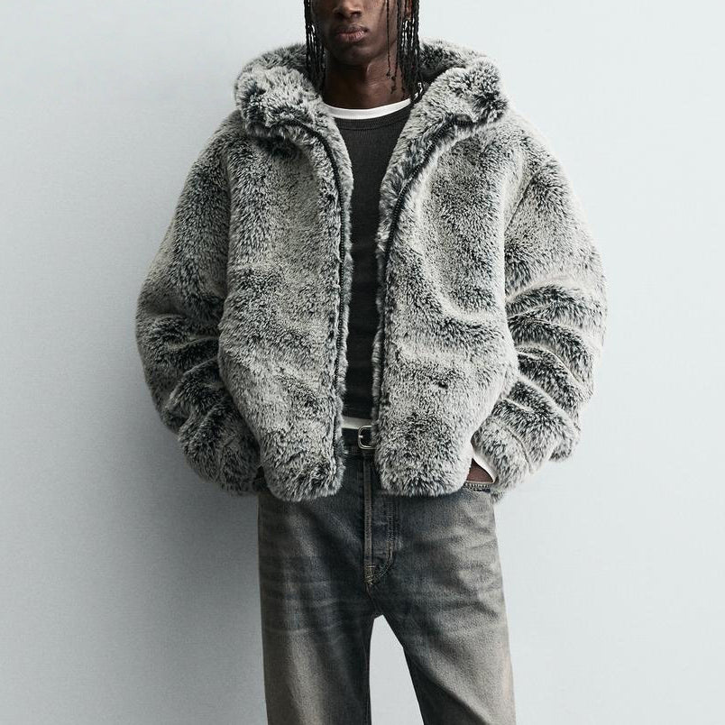 Hooded Faux Fur Jacket Coat