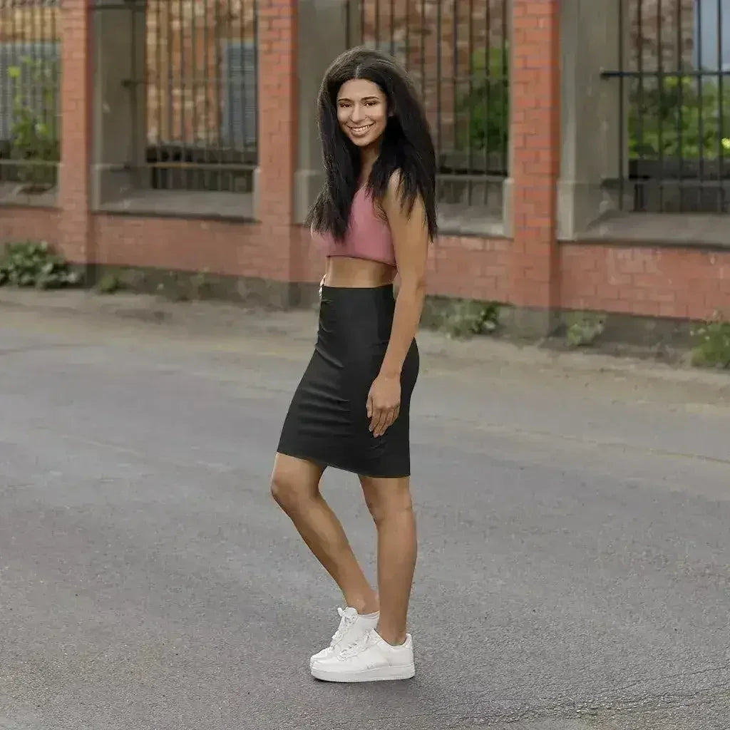 Stretchy Black Mini Pencil Skirt
