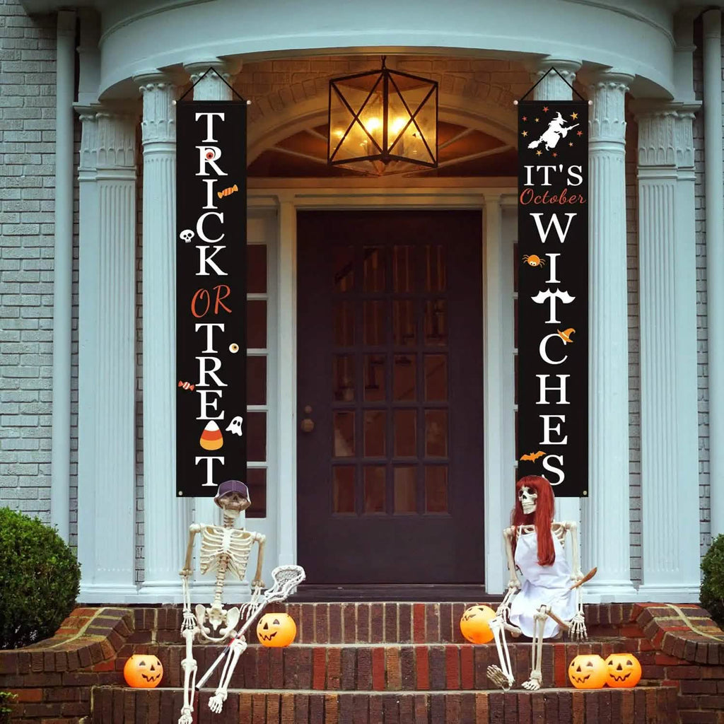 Halloween Porch Decoration October Witch Front Porch Banner Decorations