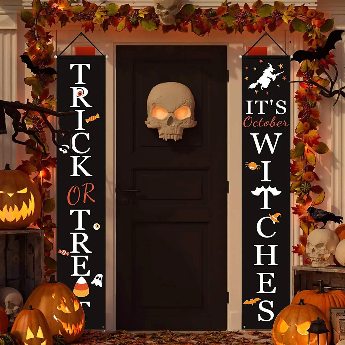 Halloween Porch Decoration October Witch Front Porch Banner Decorations