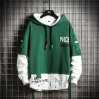 Hooded Sweatshirts Mens Letter Print Hoodies Streetwear Hip Hop Pullover Hoodie Men's Hooded Sweatshirt Men's Contrast Color Patchwork Hooded Sweatshirt Long Sleeve Pocket Jacket