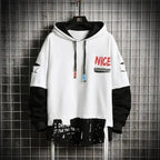 Hooded Sweatshirts Mens Letter Print Hoodies Streetwear Hip Hop Pullover Hoodie Men's Hooded Sweatshirt Men's Contrast Color Patchwork Hooded Sweatshirt Long Sleeve Pocket Jacket