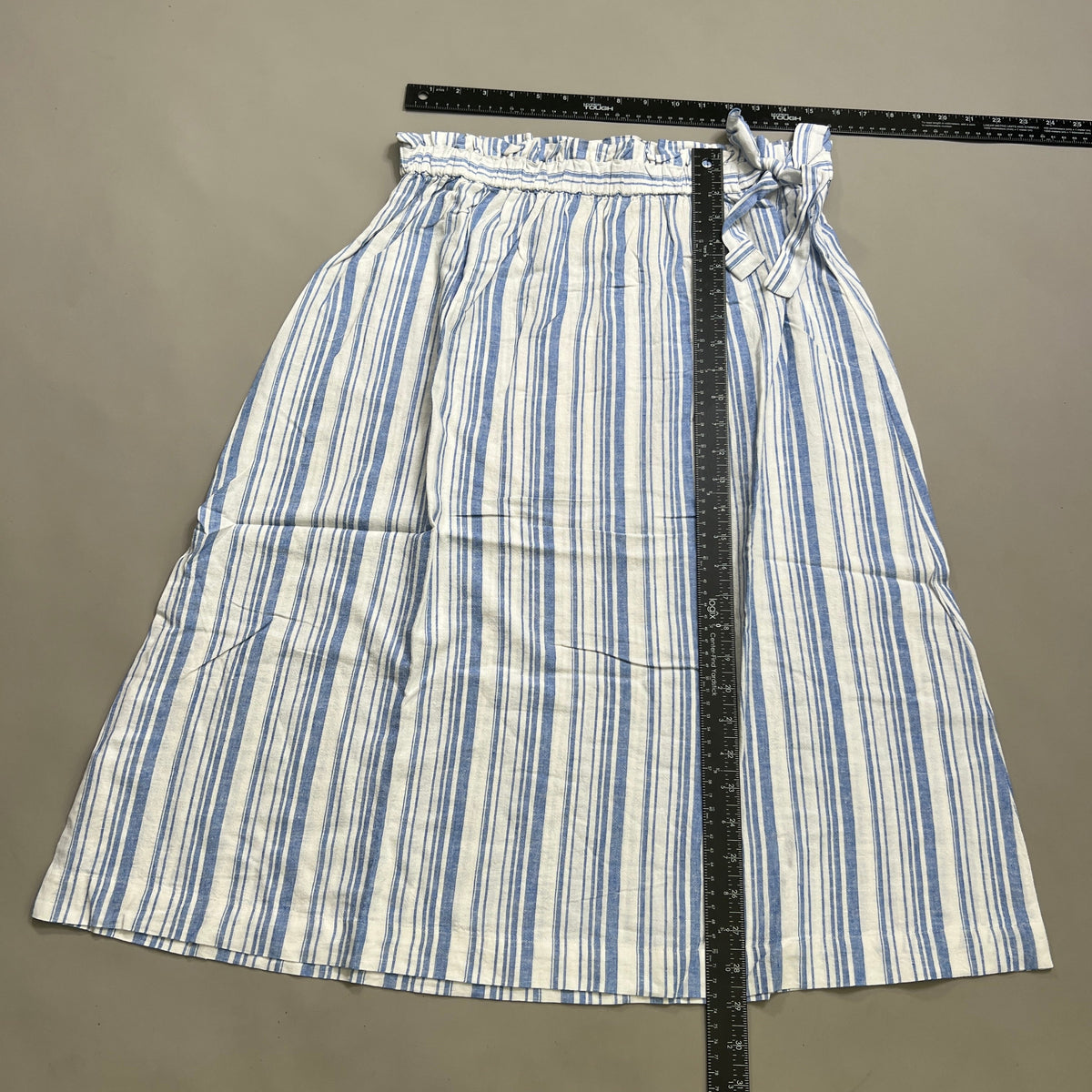 Striped Linen Rayon Midi Skirt