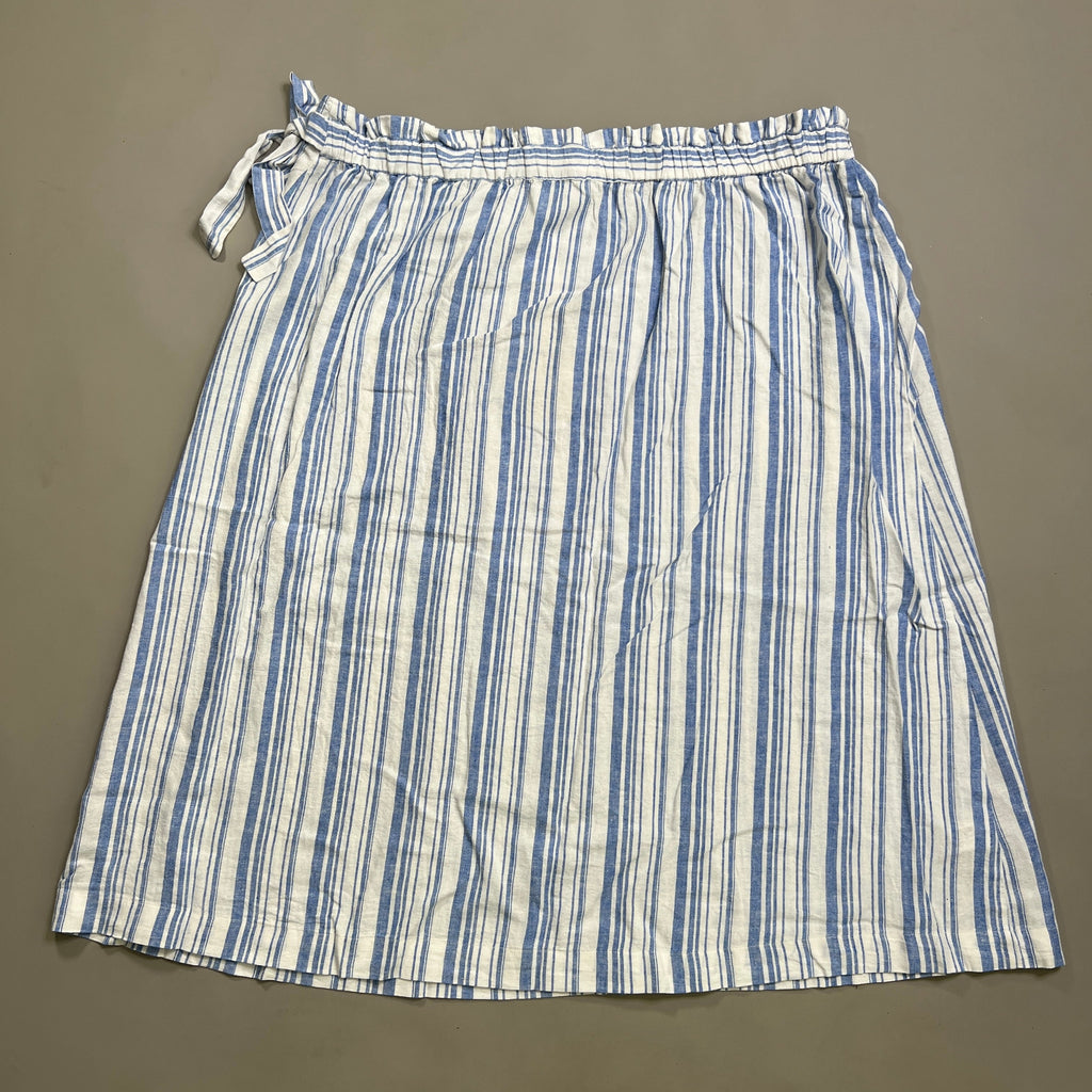 Striped Linen Rayon Midi Skirt