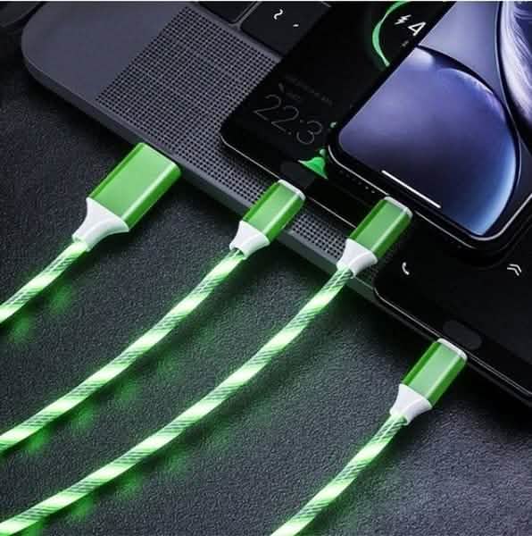 LED Light USB Charger Cable 3-in-1 Fast Charging