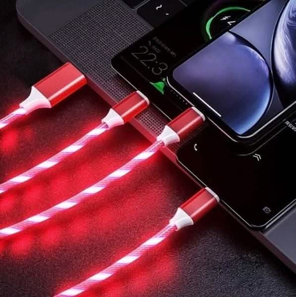 LED Light USB Charger Cable 3-in-1 Fast Charging