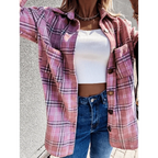 Luxurious Fashionable Women's Long Sleeve Plaid Shirt Coats Top Spring Autumn Casual Lapel Cardigan ,Jackets ,Outerwear,Streetwear
