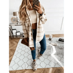 Luxurious Fashionable Women's Long Sleeve Plaid Shirt Coats Top Spring Autumn Casual Lapel Cardigan ,Jackets ,Outerwear,Streetwear