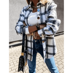 Luxurious Fashionable Women's Long Sleeve Plaid Shirt Coats Top Spring Autumn Casual Lapel Cardigan ,Jackets ,Outerwear,Streetwear