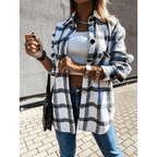 Luxurious Fashionable Women's Long Sleeve Plaid Shirt Coats Top Spring Autumn Casual Lapel Cardigan ,Jackets ,Outerwear,Streetwear