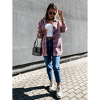 Luxurious Fashionable Women's Long Sleeve Plaid Shirt Coats Top Spring Autumn Casual Lapel Cardigan ,Jackets ,Outerwear,Streetwear