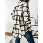 Luxurious Fashionable Women's Long Sleeve Plaid Shirt Coats Top Spring Autumn Casual Lapel Cardigan ,Jackets ,Outerwear,Streetwear