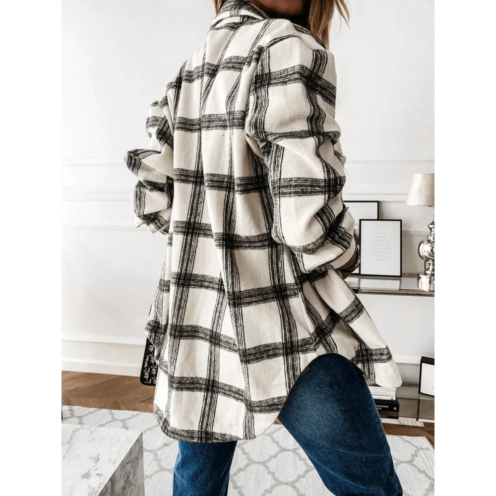 Luxurious Fashionable Women's Long Sleeve Plaid Shirt Coats Top Spring Autumn Casual Lapel Cardigan ,Jackets ,Outerwear,Streetwear