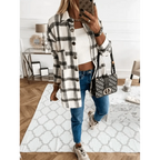 Luxurious Fashionable Women's Long Sleeve Plaid Shirt Coats Top Spring Autumn Casual Lapel Cardigan ,Jackets ,Outerwear,Streetwear