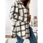 Luxurious Fashionable Women's Long Sleeve Plaid Shirt Coats Top Spring Autumn Casual Lapel Cardigan ,Jackets ,Outerwear,Streetwear