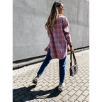 Luxurious Fashionable Women's Long Sleeve Plaid Shirt Coats Top Spring Autumn Casual Lapel Cardigan ,Jackets ,Outerwear,Streetwear