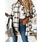 Luxurious Fashionable Women's Long Sleeve Plaid Shirt Coats Top Spring Autumn Casual Lapel Cardigan ,Jackets ,Outerwear,Streetwear
