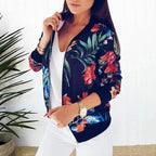 Floral Zip-Up Bomber Jacket