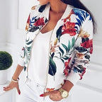 Floral Zip-Up Bomber Jacket