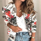 Floral Zip-Up Bomber Jacket