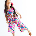 Retro Bloom Girls Wide Leg Jumpsuit