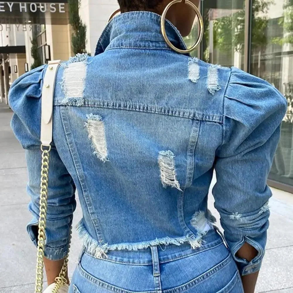 Women's Ripped Denim Jacket