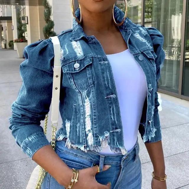 Women's Ripped Denim Jacket