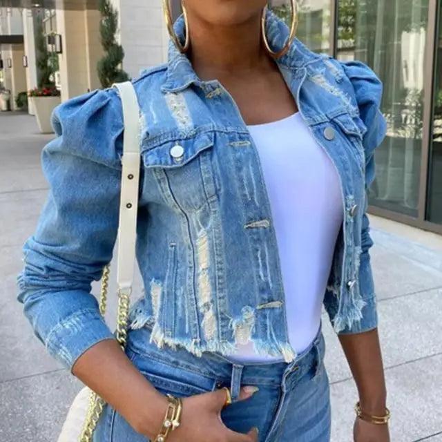 Women's Ripped Denim Jacket