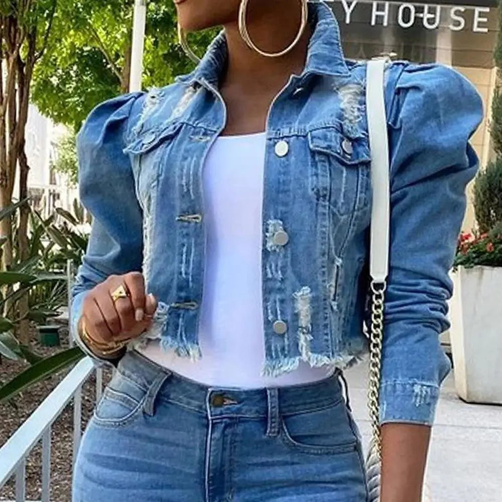 Women's Ripped Denim Jacket