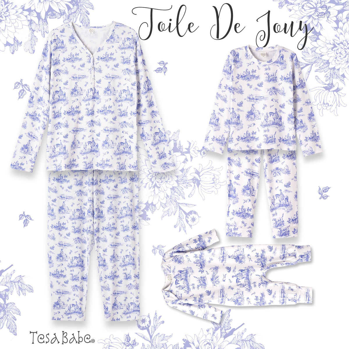 Toile de Jouy Bamboo Girls Pajama Set