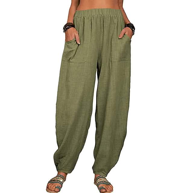 Women's Linen High Waist Wide Leg Pants