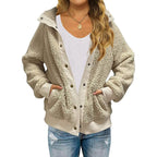 Womens Winter Sherpa Fleece Button Jacket Coat