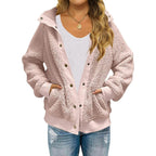 Womens Winter Sherpa Fleece Button Jacket Coat